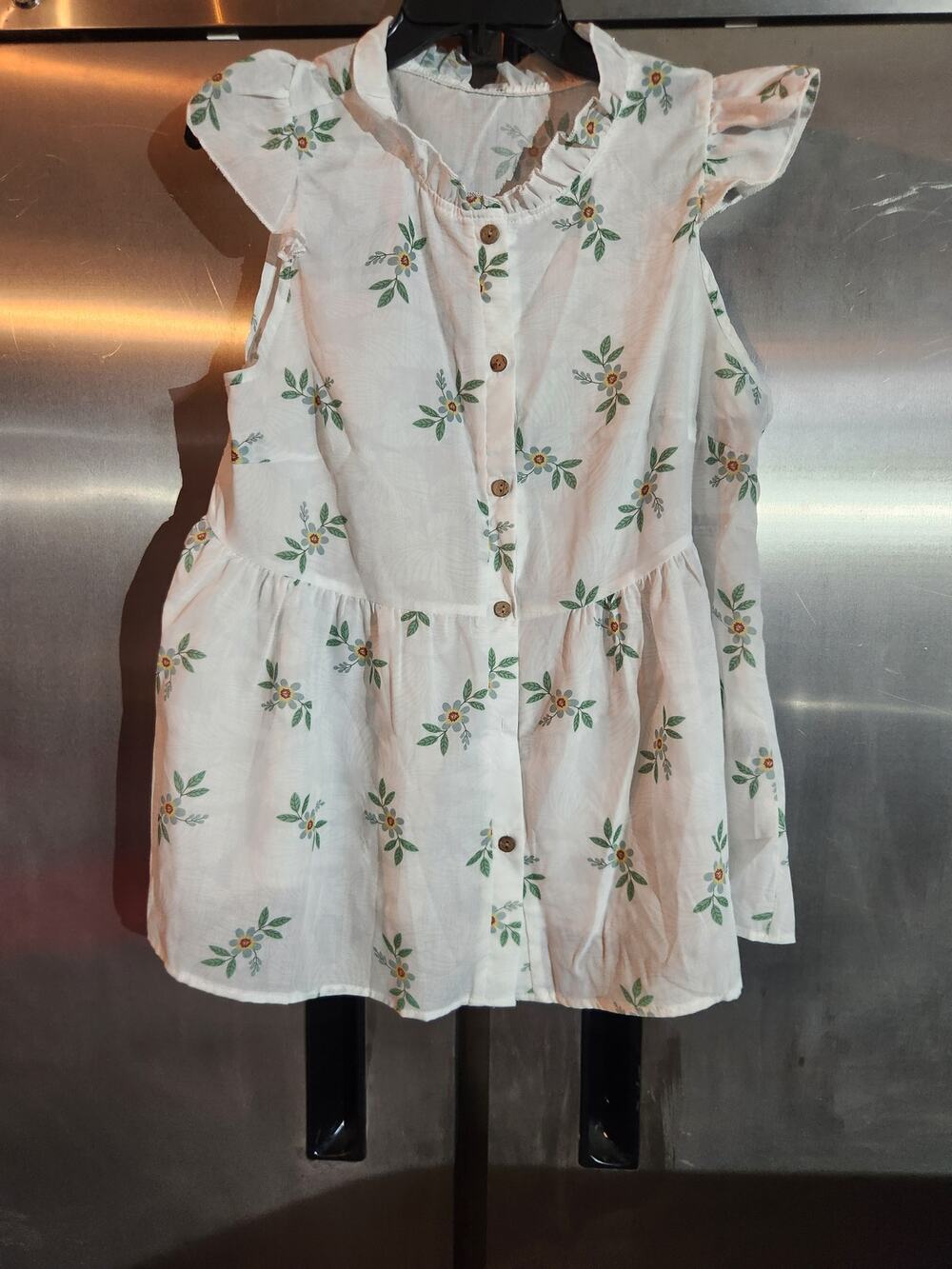 Shein Curve Floral Print Button Front Peplum Top Size 0XL